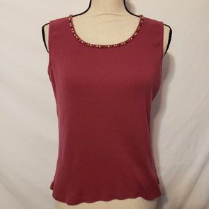 Reference Point New York Women's Beaded Tank Top Cranberry Medium M